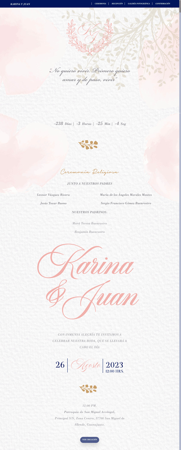 diseño web floral boda