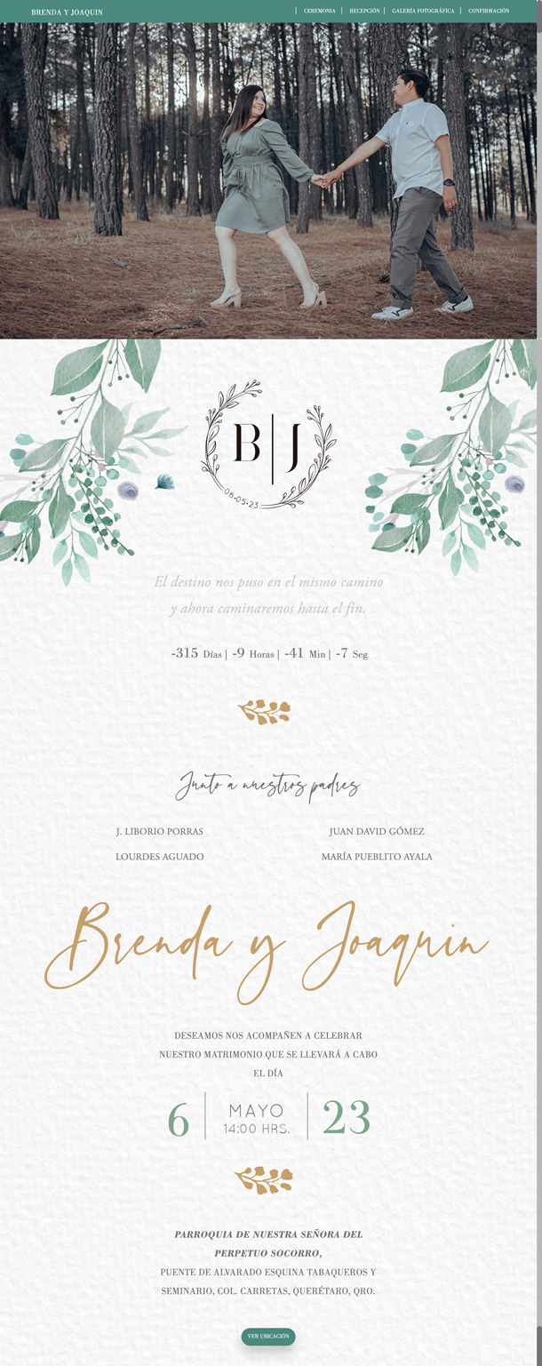 diseño web floral boda